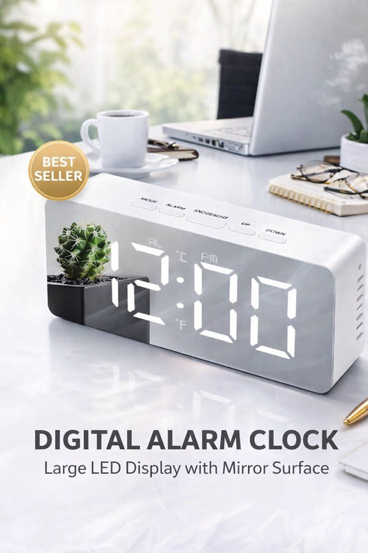 Digital led mirror office clock