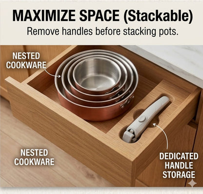 Premium Detachable Pot Handle -Universal Interchangeable Cookware Handle